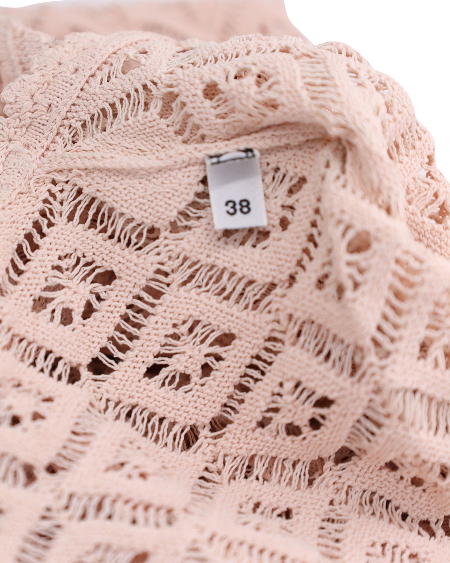 Women's Dolce & Gabbana Crochet Long Sleeve Top in Pastel Pink Viscose