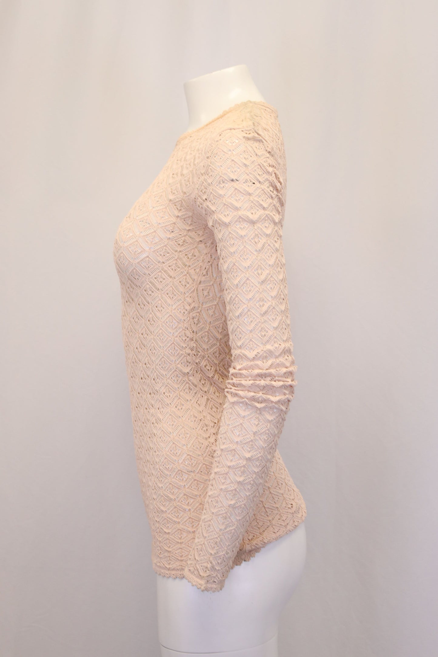Women's Dolce & Gabbana Crochet Long Sleeve Top in Pastel Pink Viscose