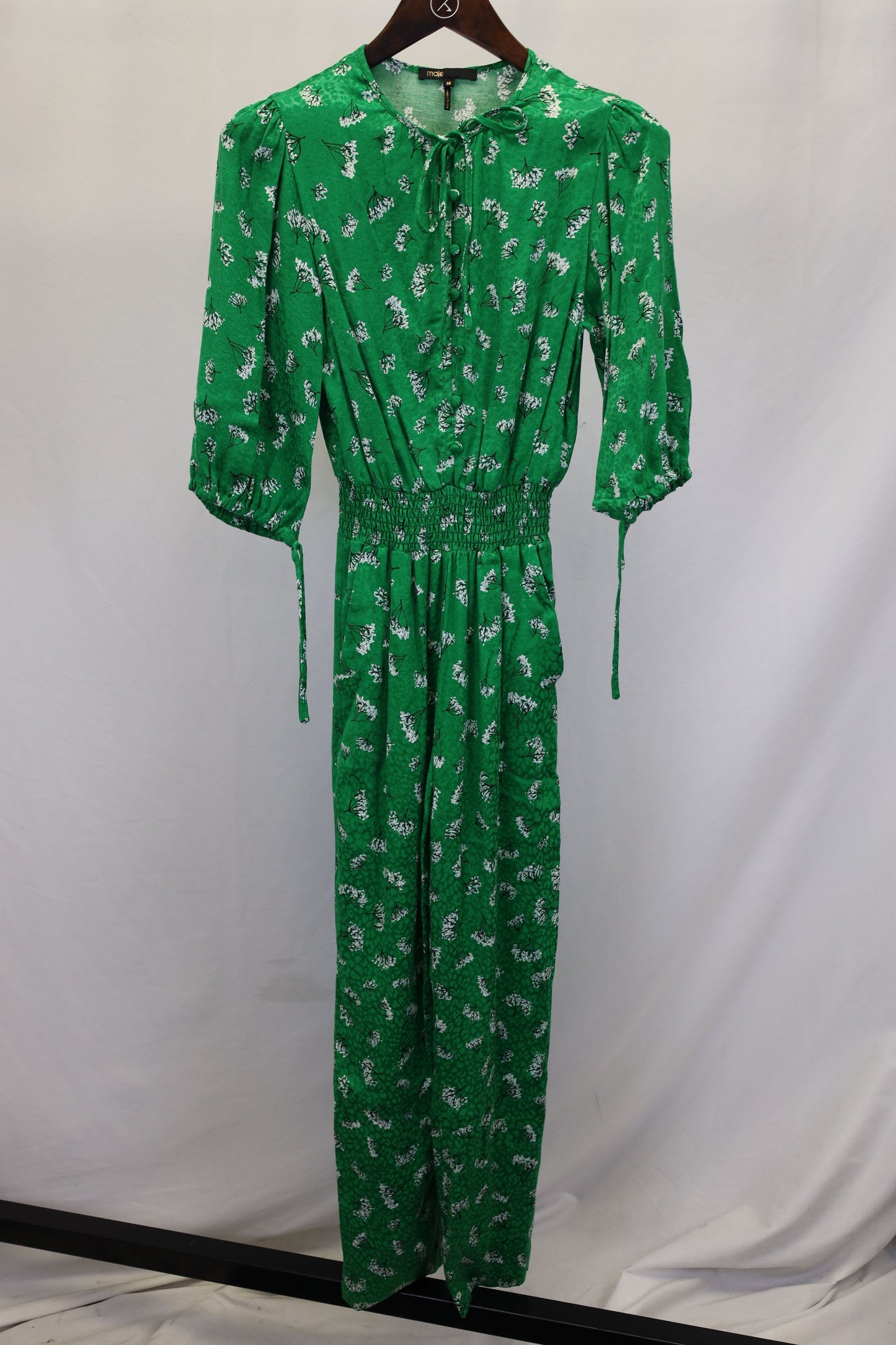 Women's Maje Printed Jumpsuit in Green Viscose