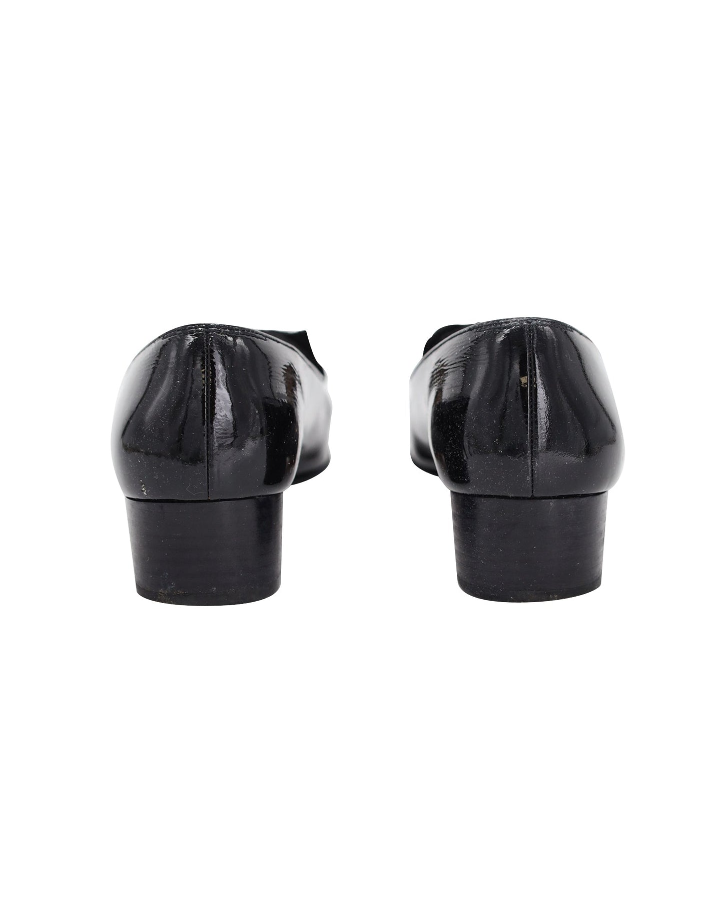 Women's Salvatore Ferragamo Drusilla Bow Loafers in Black Patent Leather