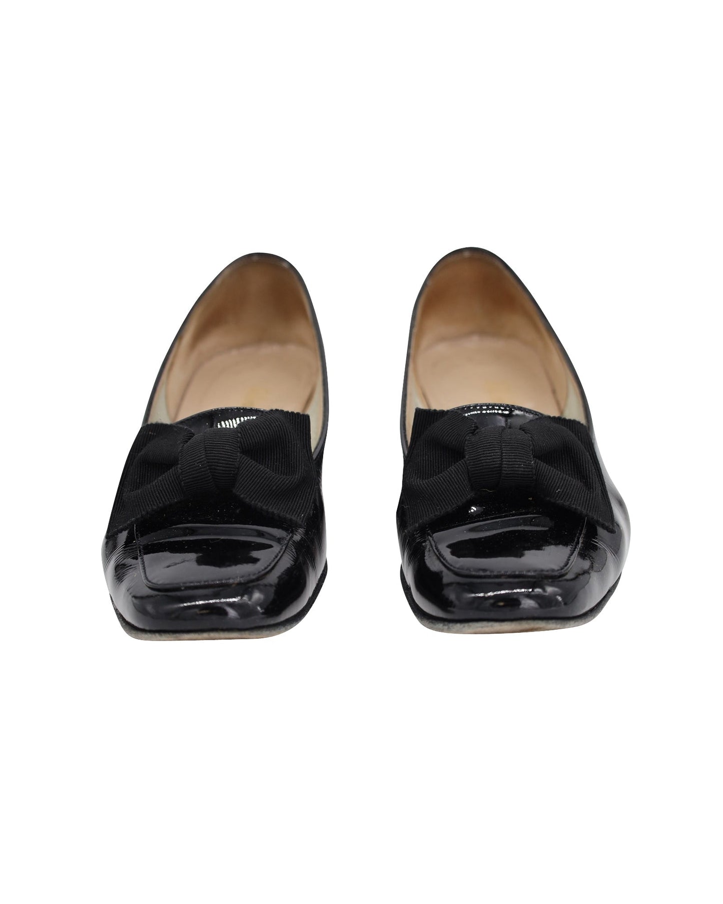 Women's Salvatore Ferragamo Drusilla Bow Loafers in Black Patent Leather