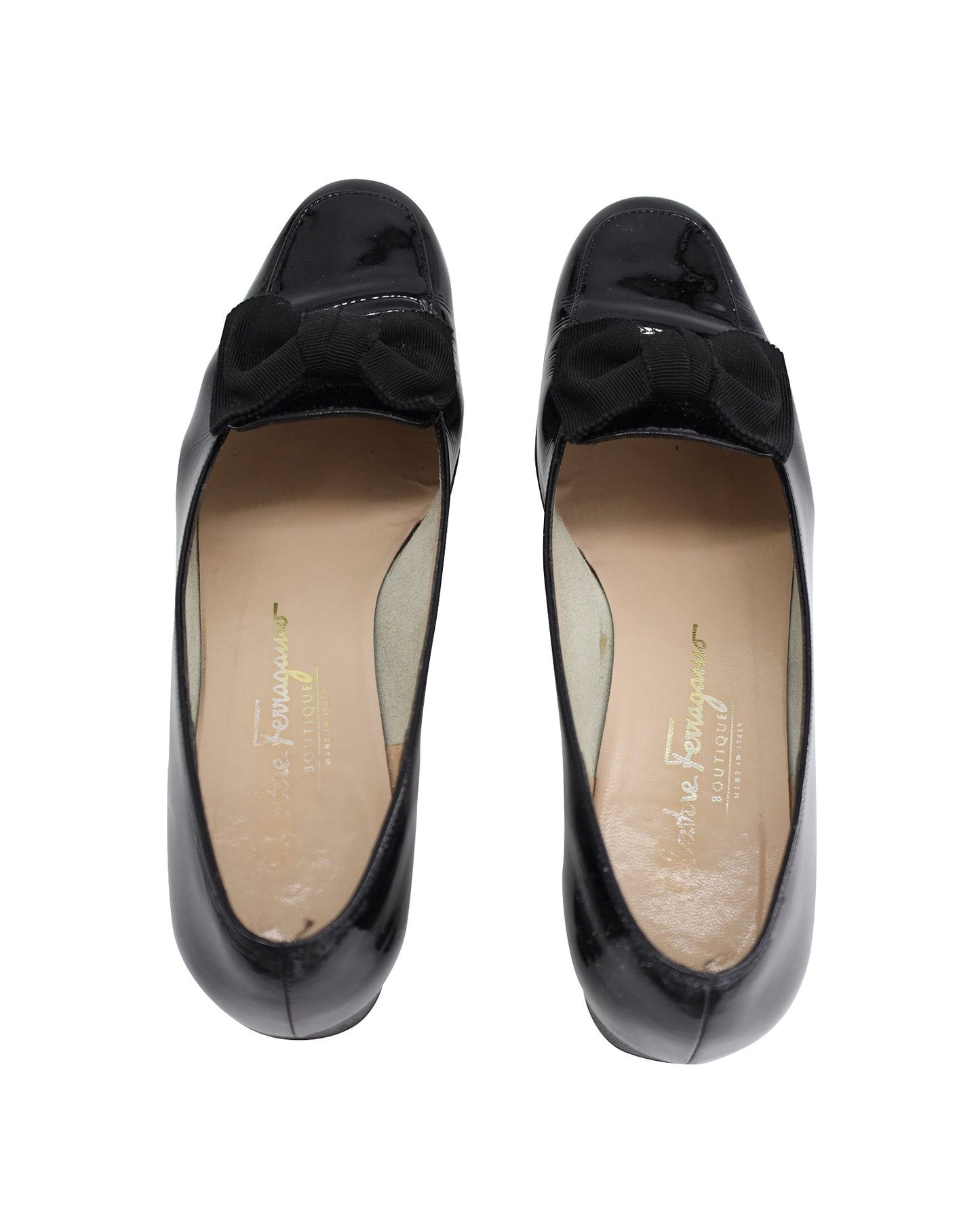 Women's Salvatore Ferragamo Drusilla Bow Loafers in Black Patent Leather
