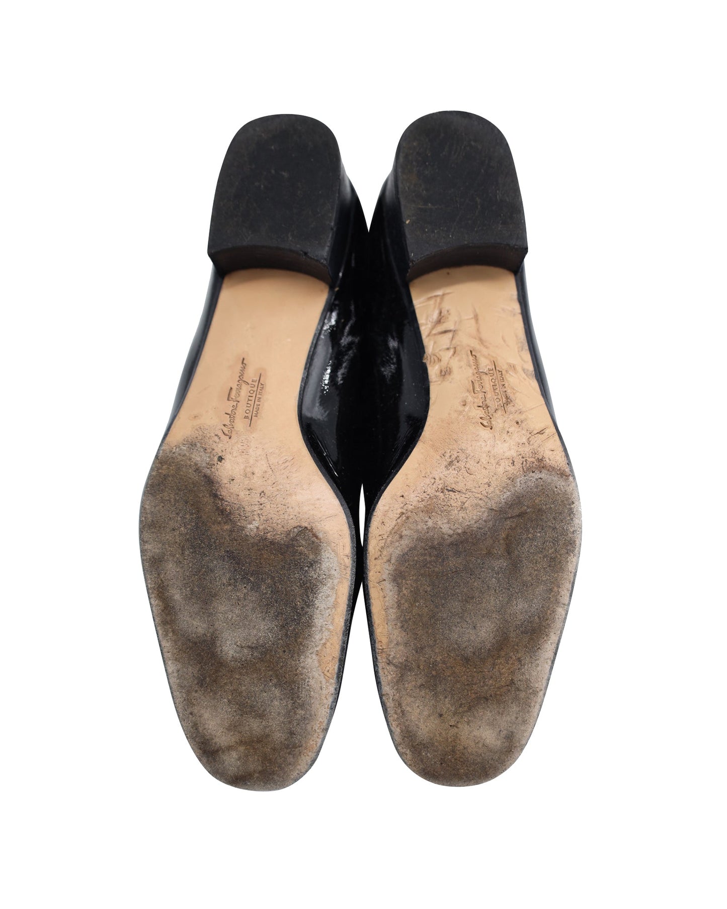 Women's Salvatore Ferragamo Drusilla Bow Loafers in Black Patent Leather