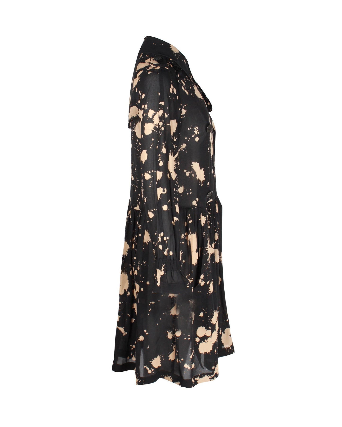 Women's Burberry Printed Long Sleeve Dress in Black Polyester