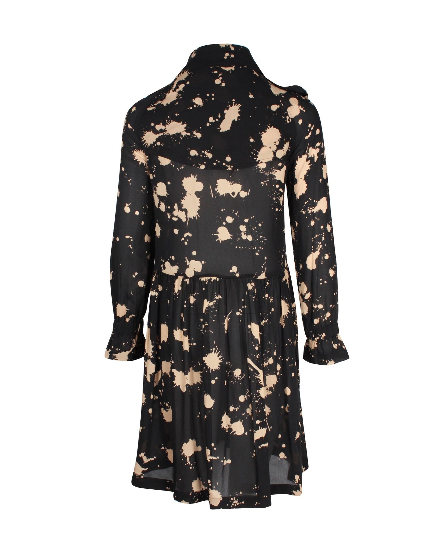 Women's Burberry Printed Long Sleeve Dress in Black Polyester