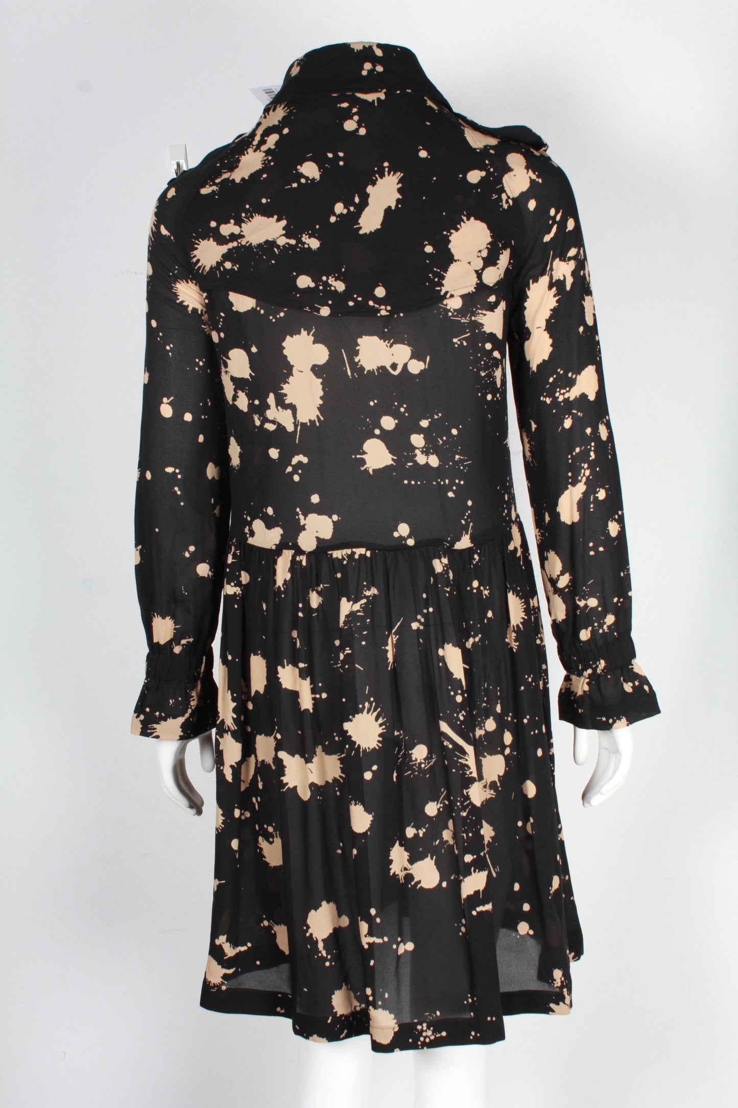 Women's Burberry Printed Long Sleeve Dress in Black Polyester