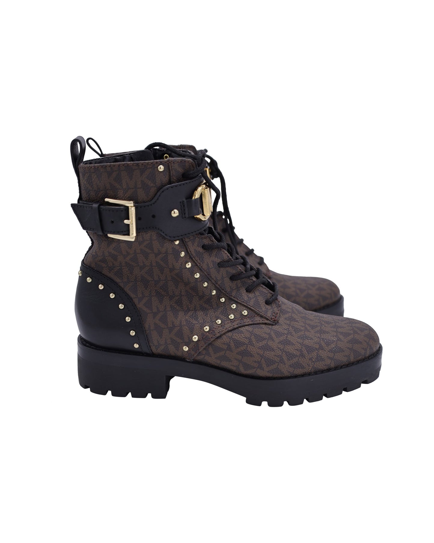 Women's Michael Kors Kincaid Lace-Up Boots in Brown Coated Canvas