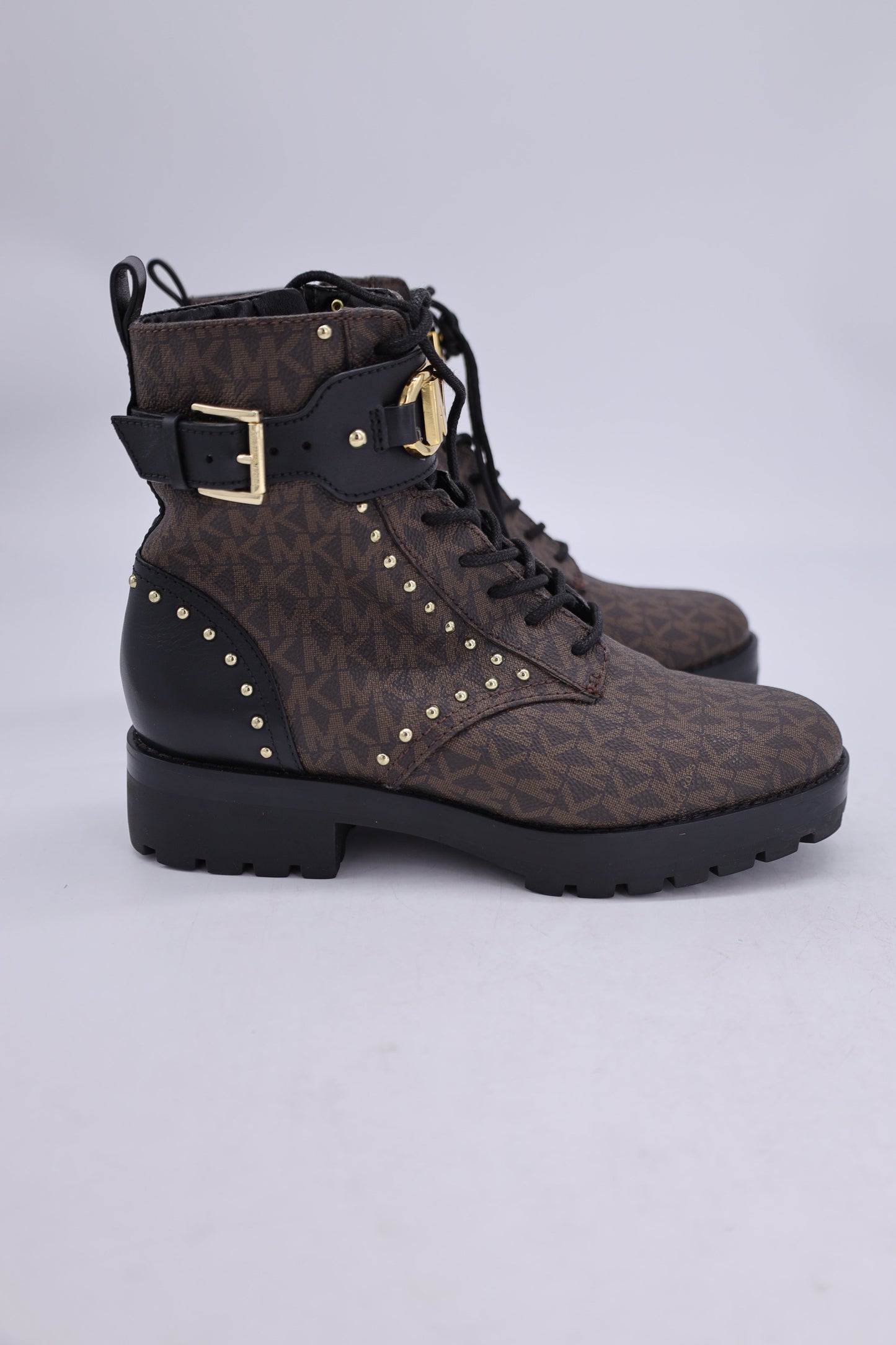 Women's Michael Kors Kincaid Lace-Up Boots in Brown Coated Canvas
