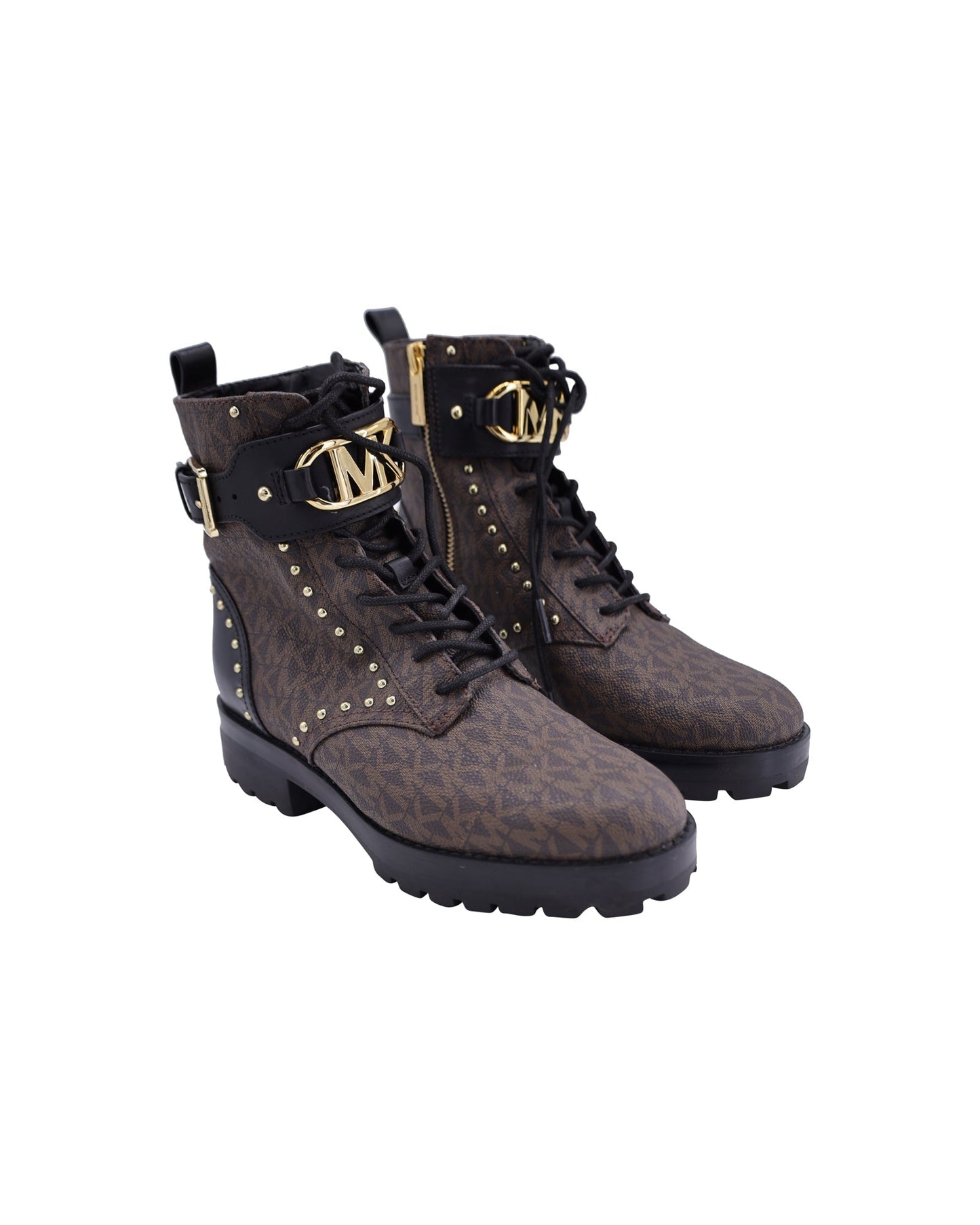 Women's Michael Kors Kincaid Lace-Up Boots in Brown Coated Canvas