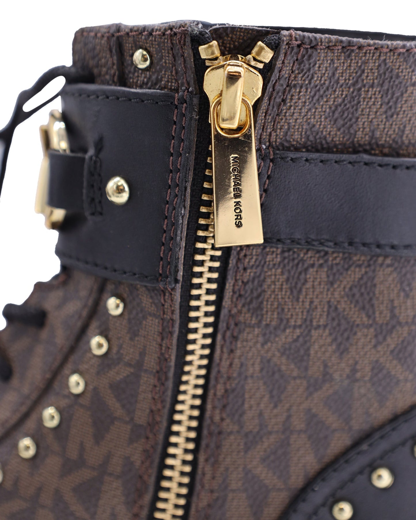 Women's Michael Kors Kincaid Lace-Up Boots in Brown Coated Canvas
