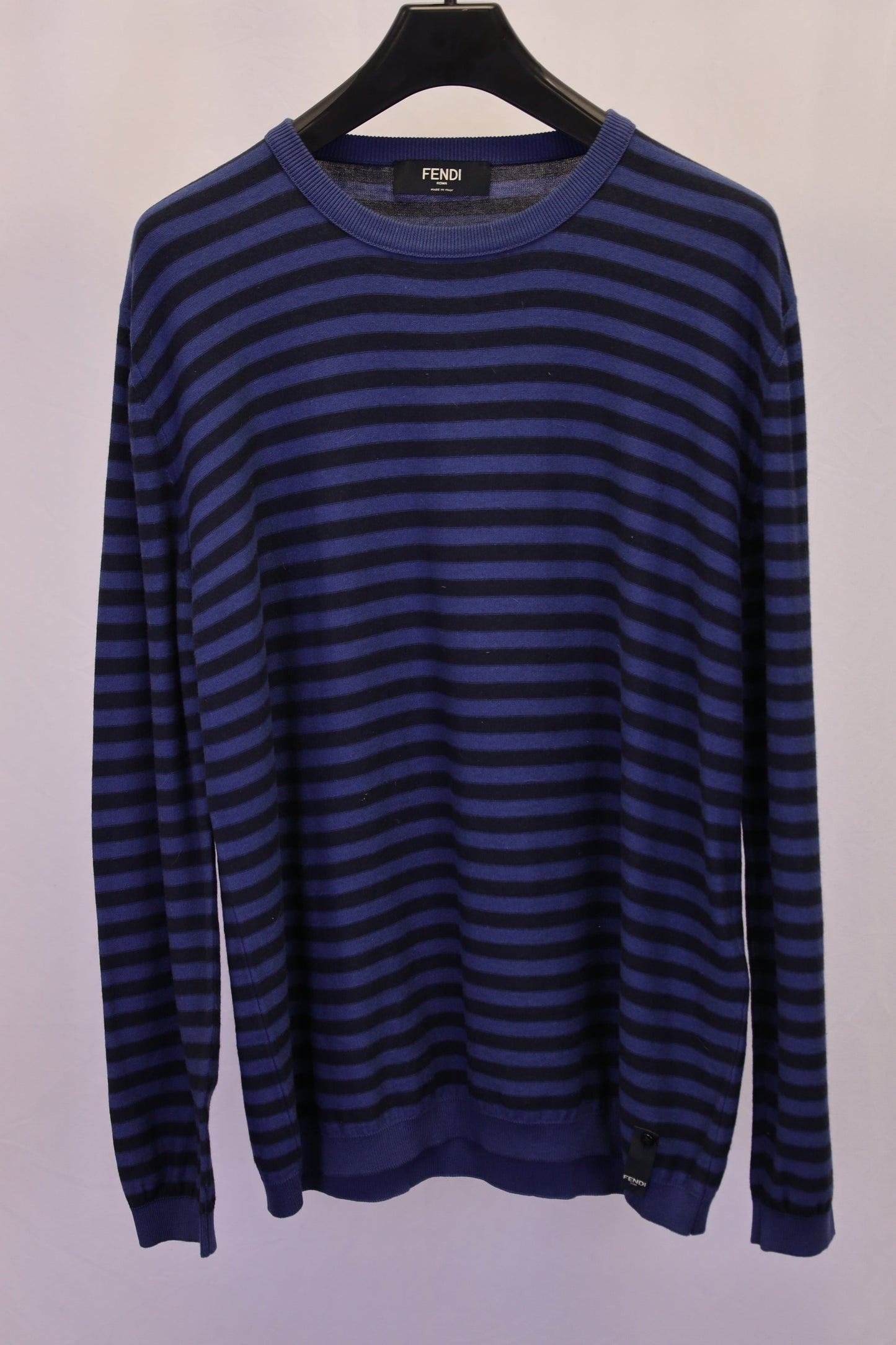 Men's Fendi Stripe Sweater in Blue Cashmere