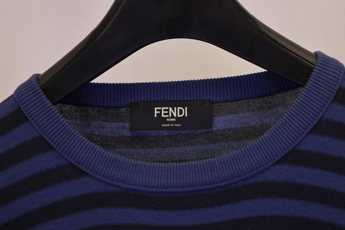 Men's Fendi Stripe Sweater in Blue Cashmere