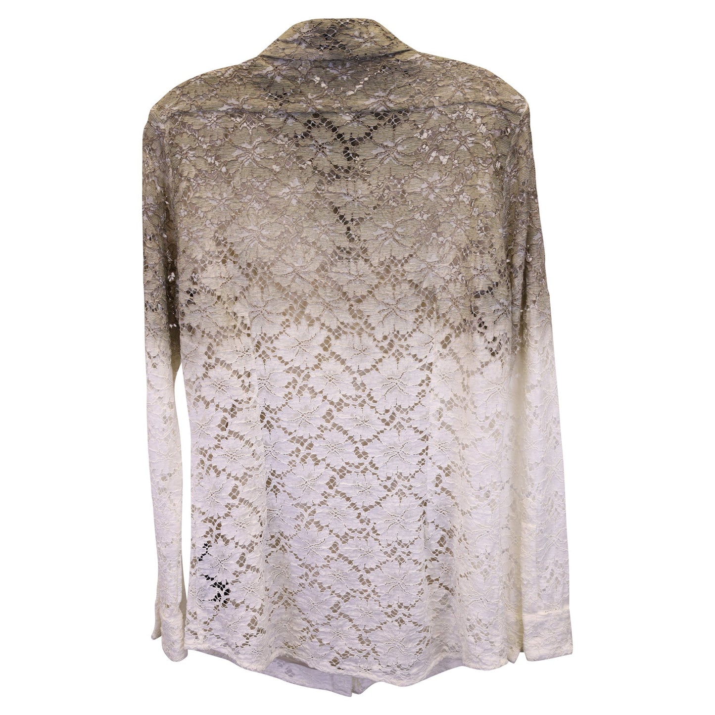 Women's Burberry Prorsum Ombre Lace Button-Up Shirt in Cream Cotton