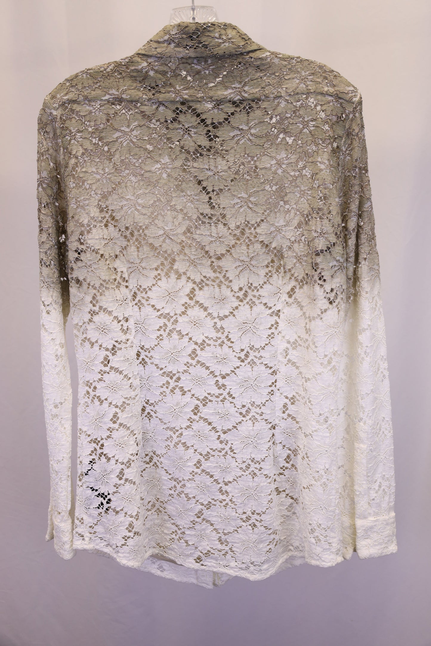 Women's Burberry Prorsum Ombre Lace Button-Up Shirt in Cream Cotton