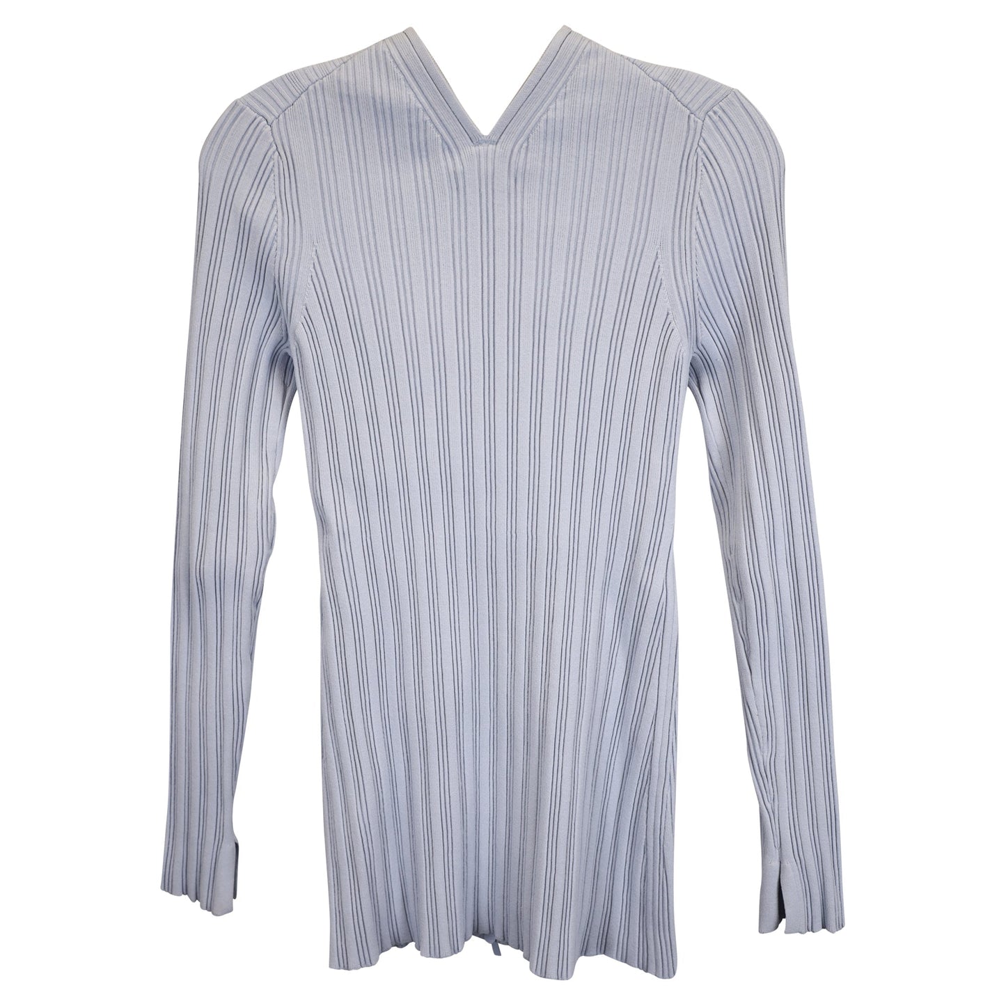 Women's Proenza Schouler White Label Rib Knit Zip Cardigan in Light Blue Cotton