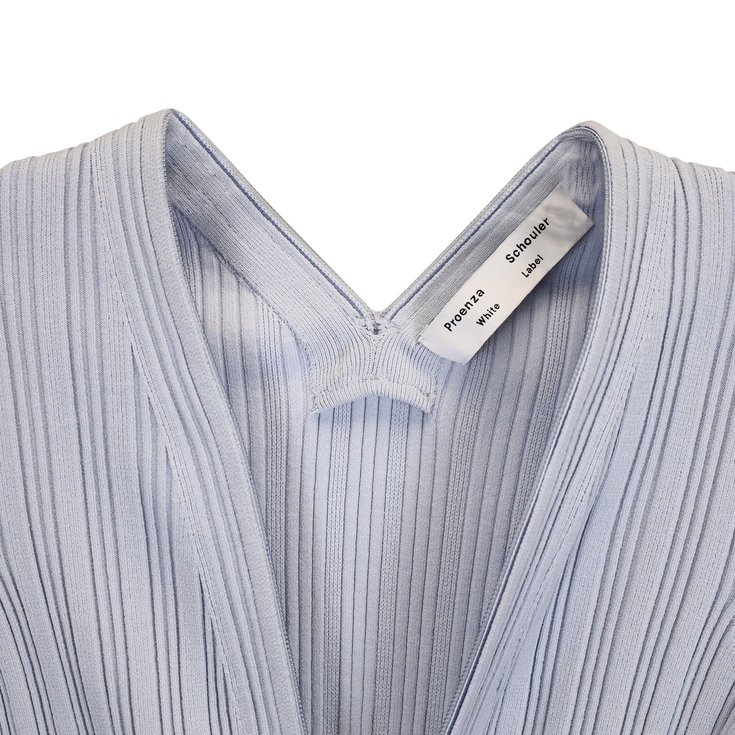 Women's Proenza Schouler White Label Rib Knit Zip Cardigan in Light Blue Cotton