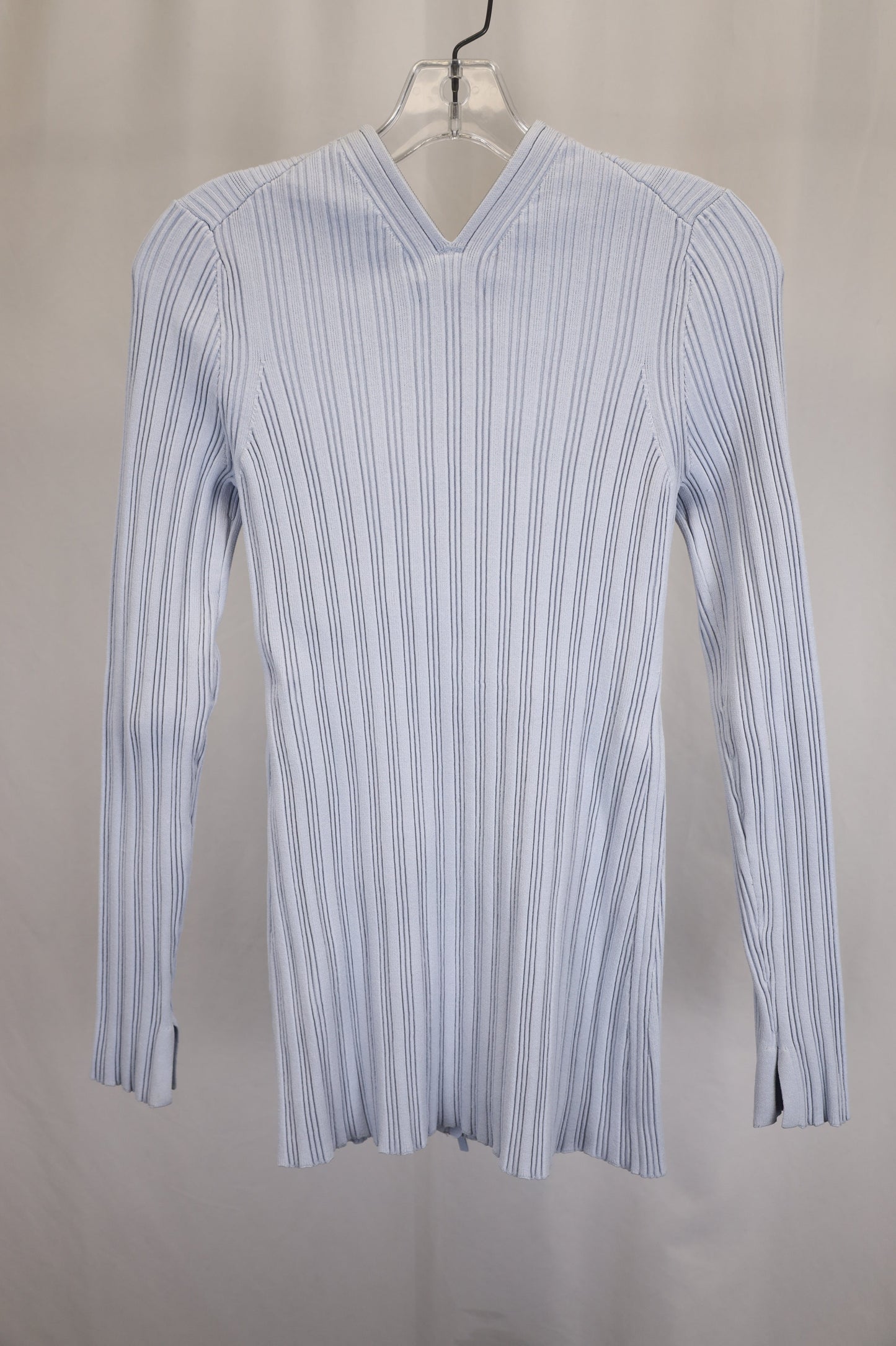 Women's Proenza Schouler White Label Rib Knit Zip Cardigan in Light Blue Cotton