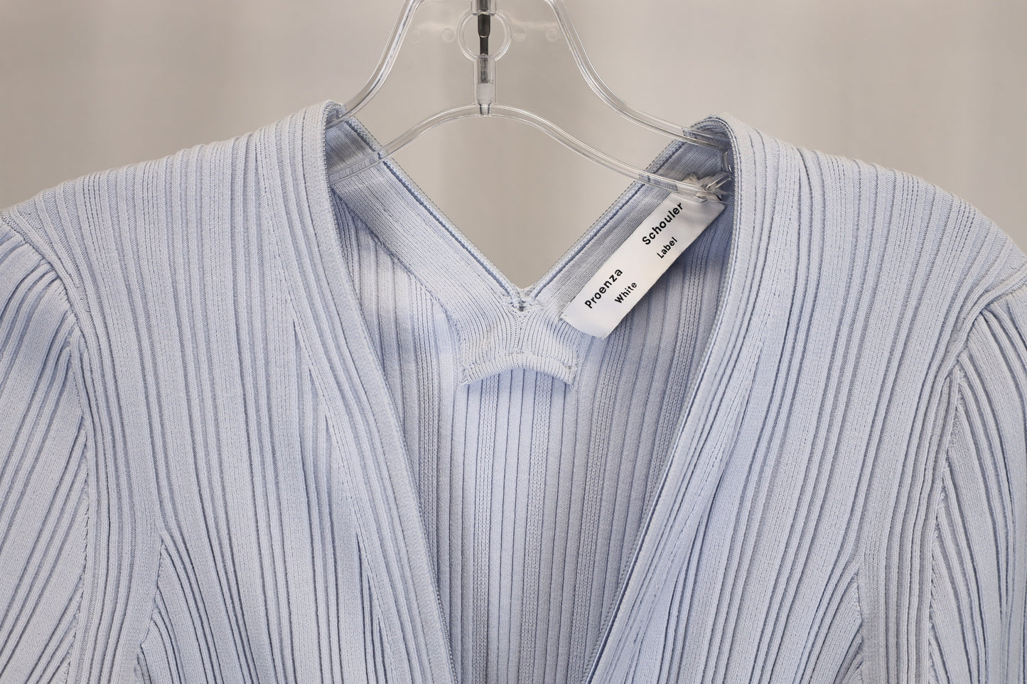 Women's Proenza Schouler White Label Rib Knit Zip Cardigan in Light Blue Cotton