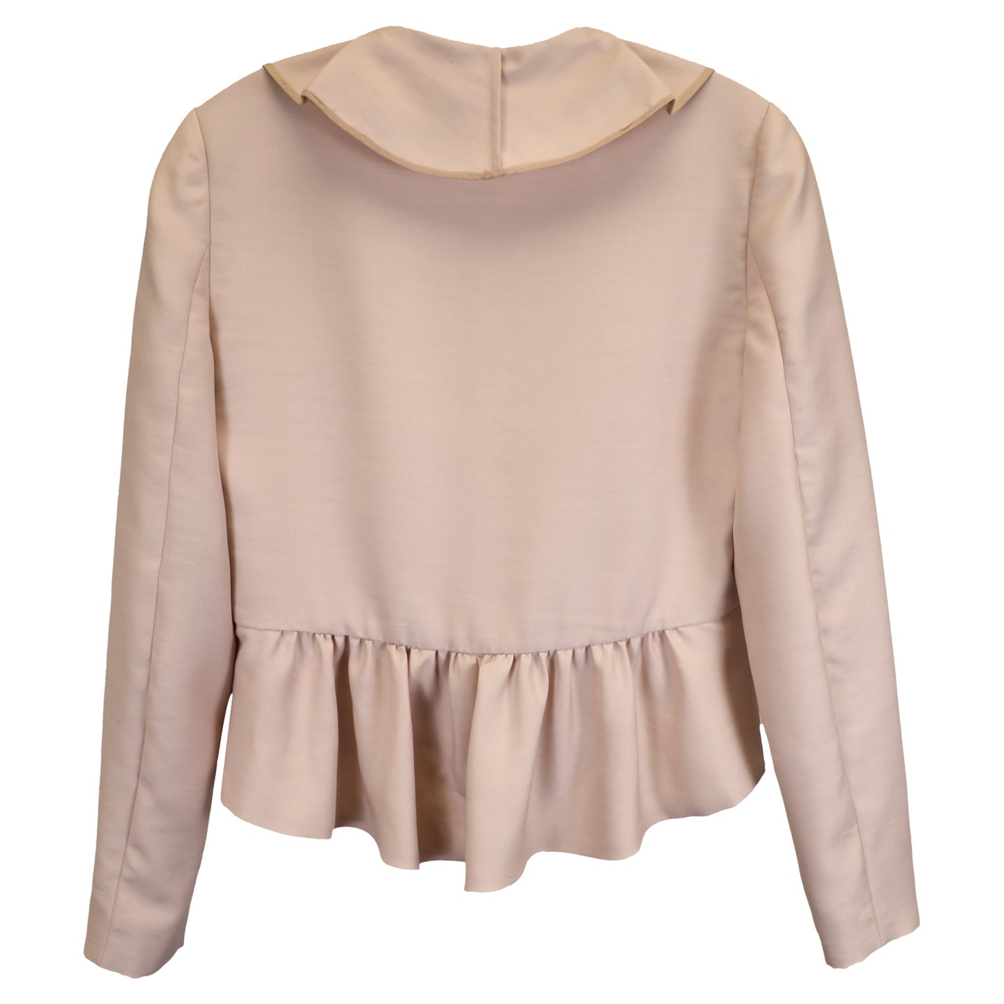 Women's Valentino Garavani Ruffle Front Jacket in Beige Wool