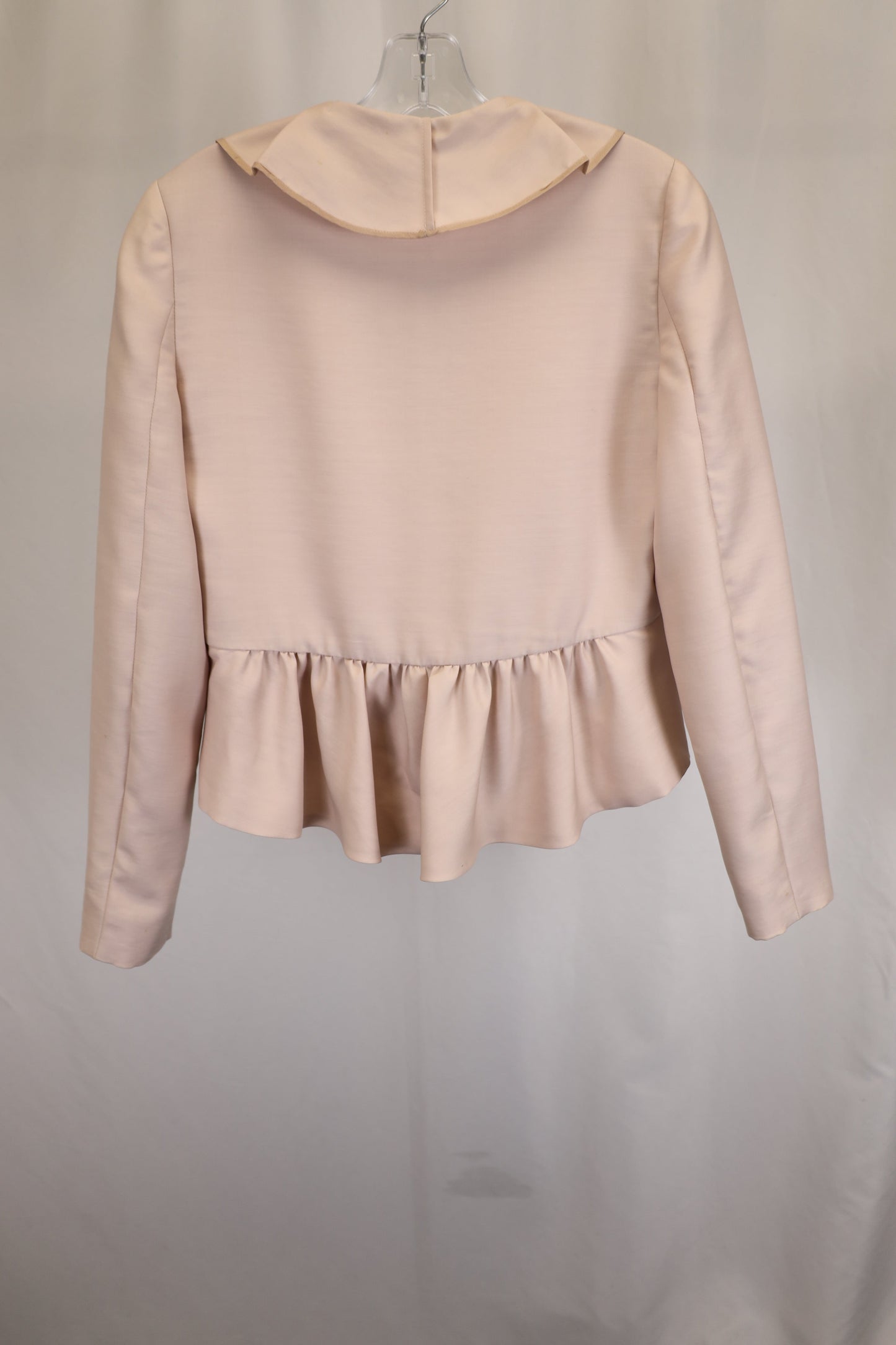 Women's Valentino Garavani Ruffle Front Jacket in Beige Wool