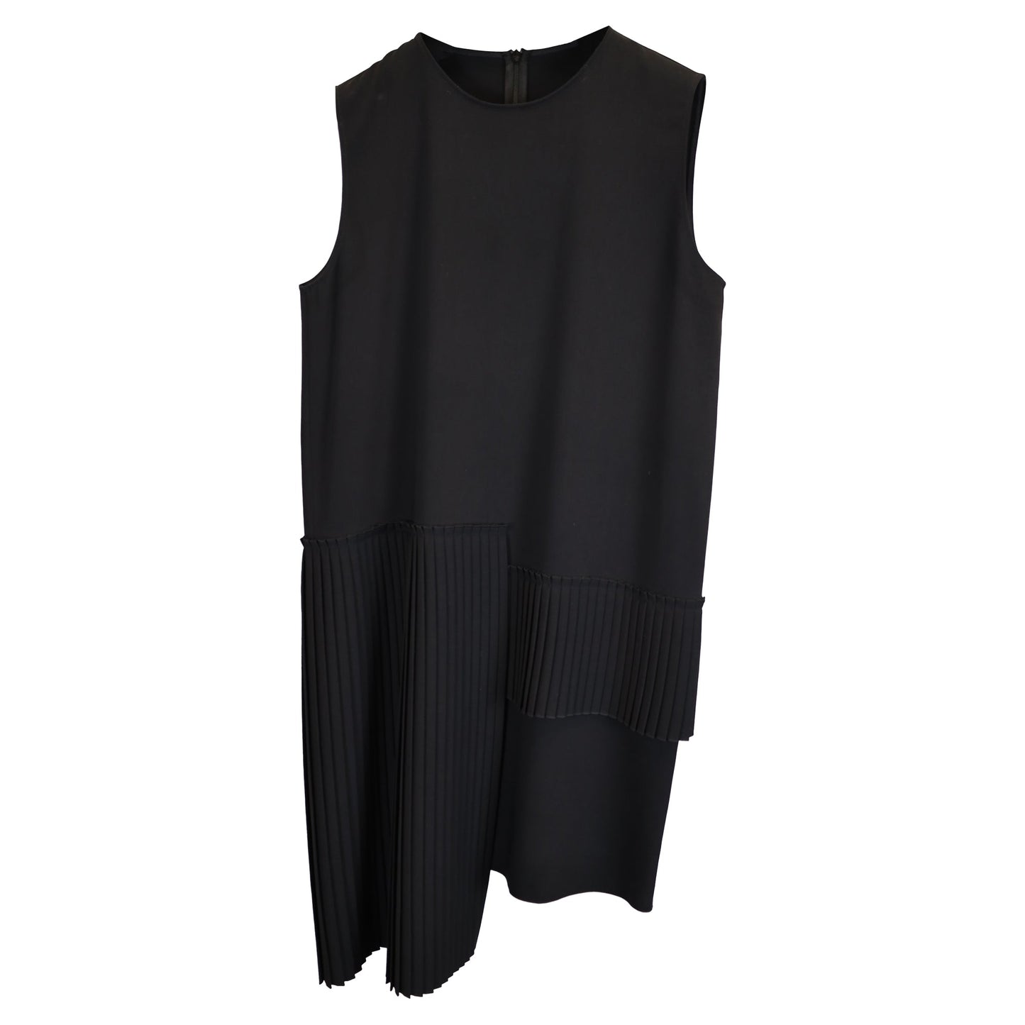 Women's MM6 Maison Margiela Pleated Dress in Black Polyester