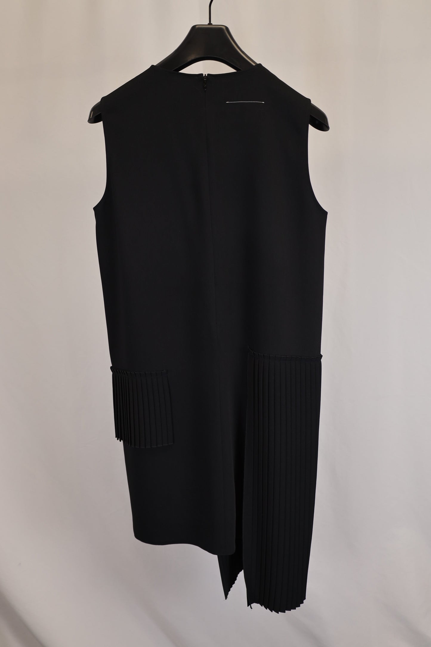 Women's MM6 Maison Margiela Pleated Dress in Black Polyester