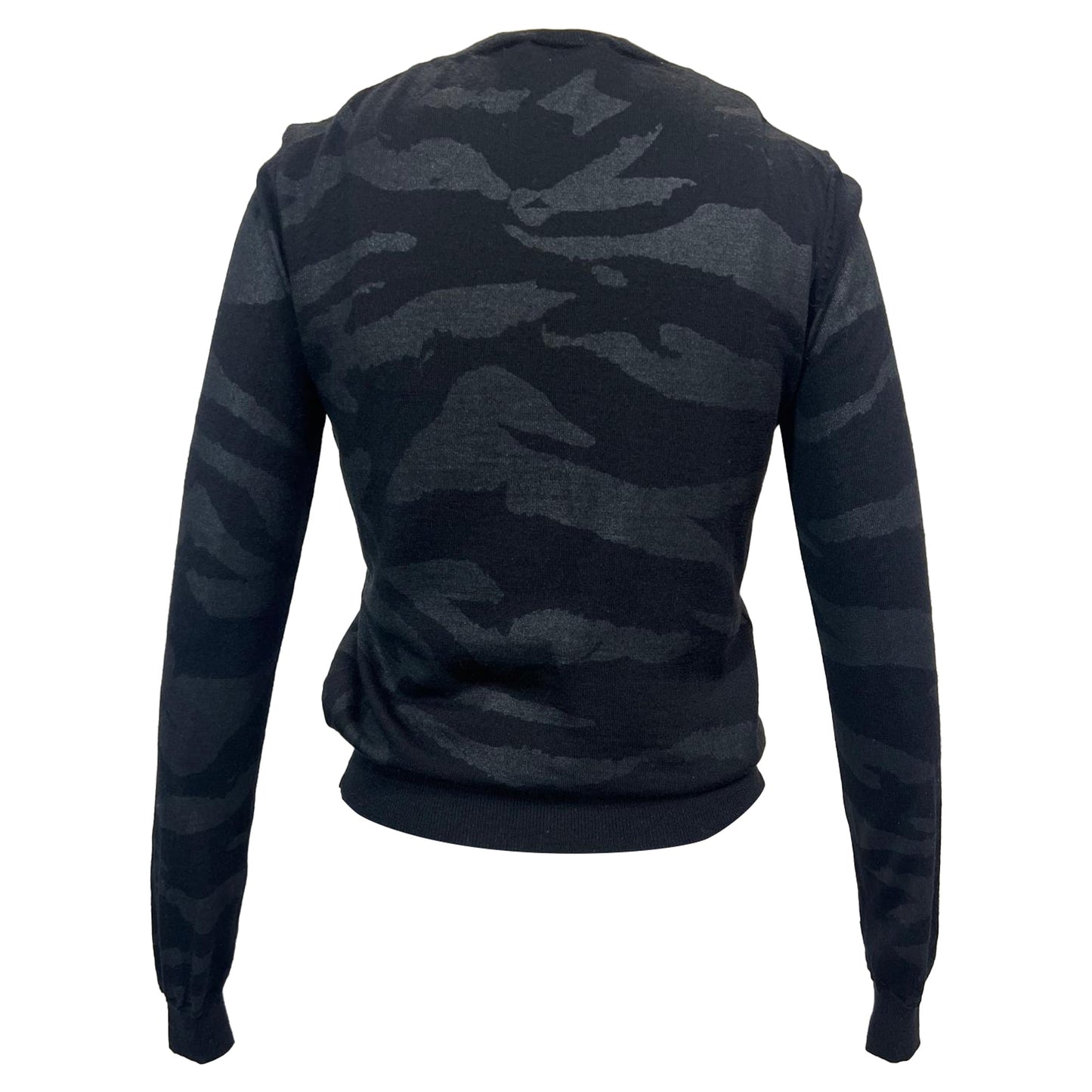 Women's  Alexander Mcqueen MCQ Printed Crewneck Sweater in Black Wool