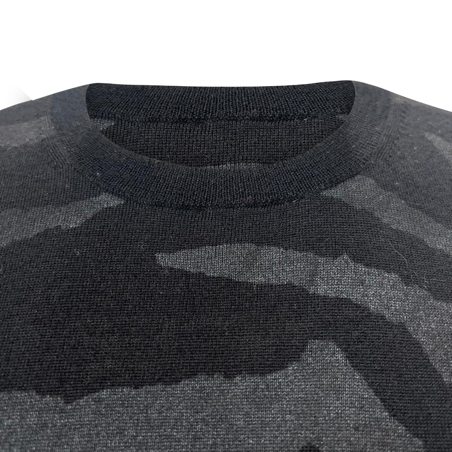 Women's  Alexander Mcqueen MCQ Printed Crewneck Sweater in Black Wool