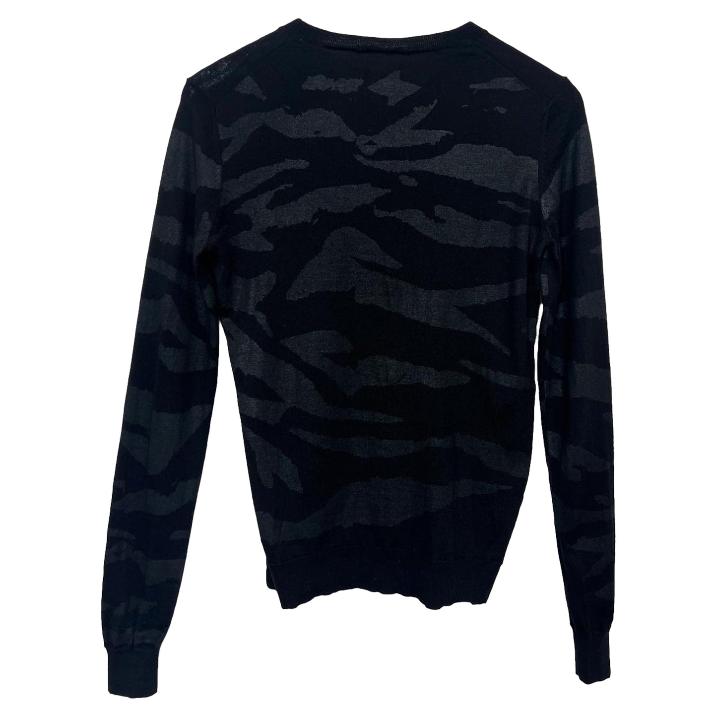Women's  Alexander Mcqueen MCQ Printed Crewneck Sweater in Black Wool