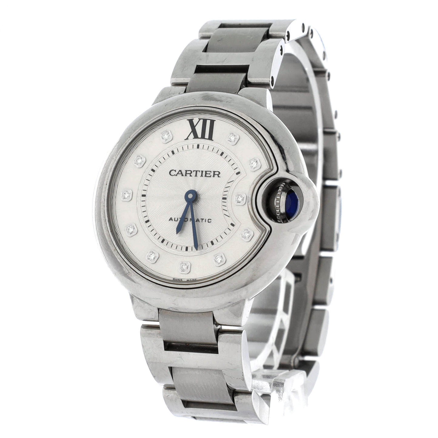 Ballon Bleu de Cartier Automatic Watch Stainless Steel with Diamond Markers 33