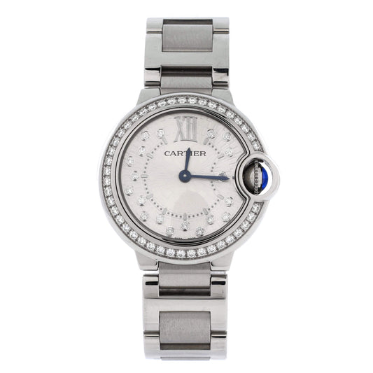 Ballon Bleu de Cartier Quartz Watch Stainless Steel with Diamond Bezel and Markers 28