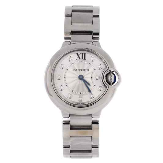 Ballon Bleu de Cartier Quartz Watch Stainless Steel with Diamond Markers 28