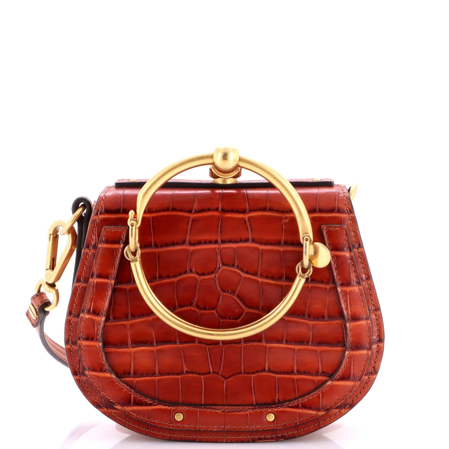 Nile Crossbody Bag Crocodile Embossed Leather Small