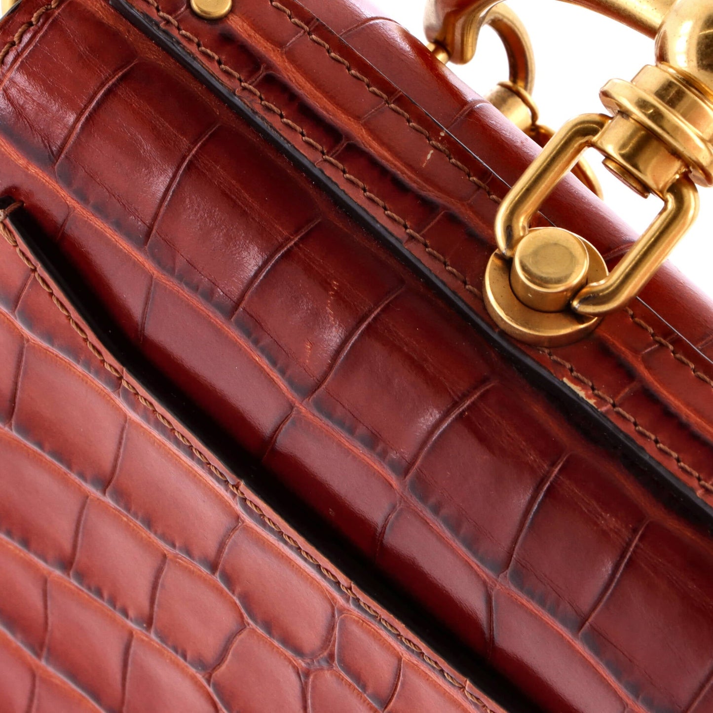 Nile Crossbody Bag Crocodile Embossed Leather Small