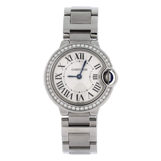 Ballon Bleu de Cartier Quartz Watch Stainless Steel with Diamond Bezel 28