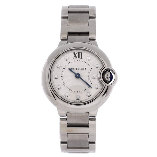 Ballon Bleu de Cartier Quartz Watch Stainless Steel with Diamond Markers 28