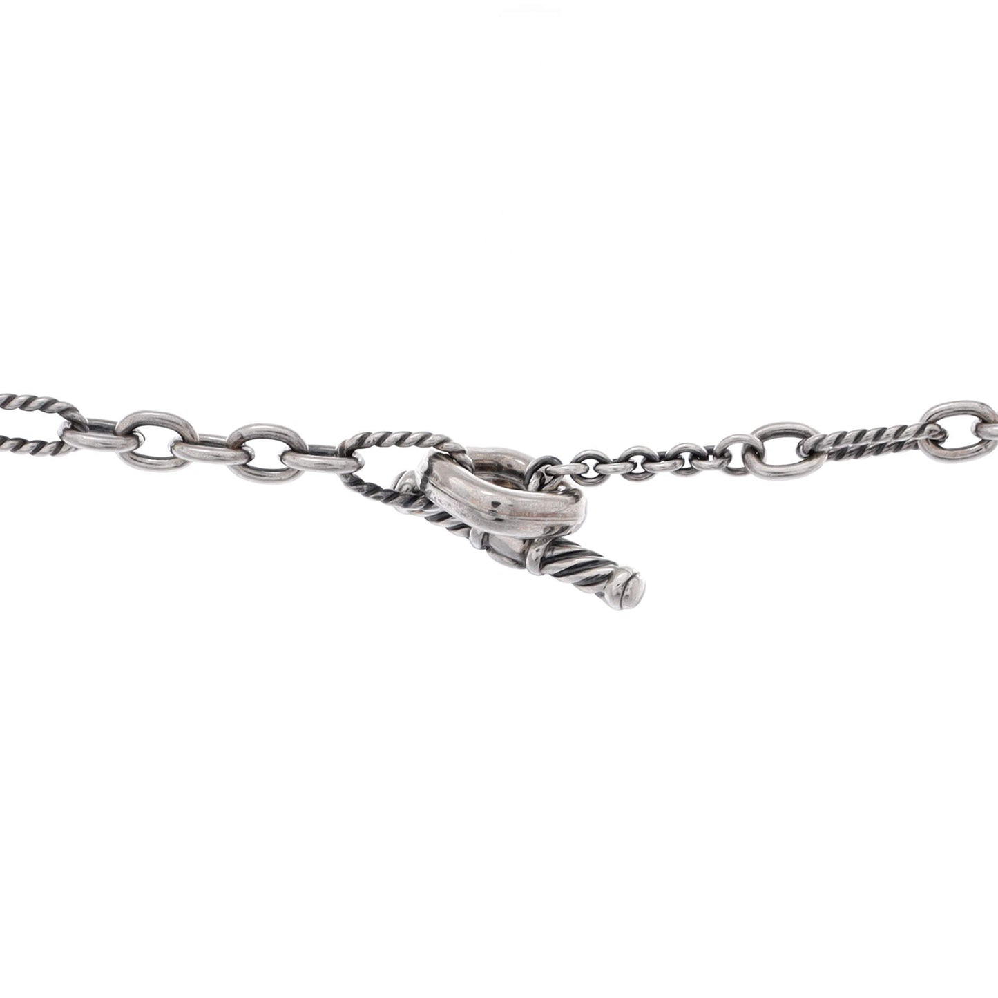 Figaro Chain Necklace Sterling Silver with 18K Yellow Gold and Pearls