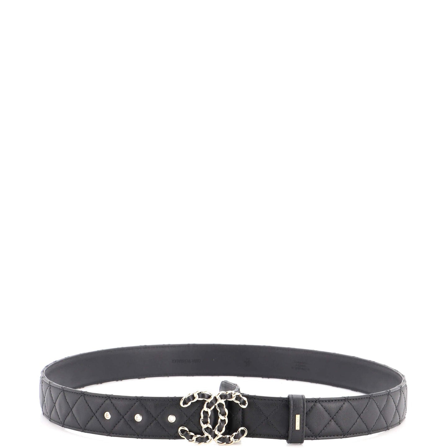 Woven Chain CC Buckle Belt Quilted Leather Medium