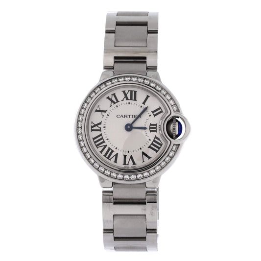 Ballon Bleu de Cartier Quartz Watch Stainless Steel with Diamond Bezel 28