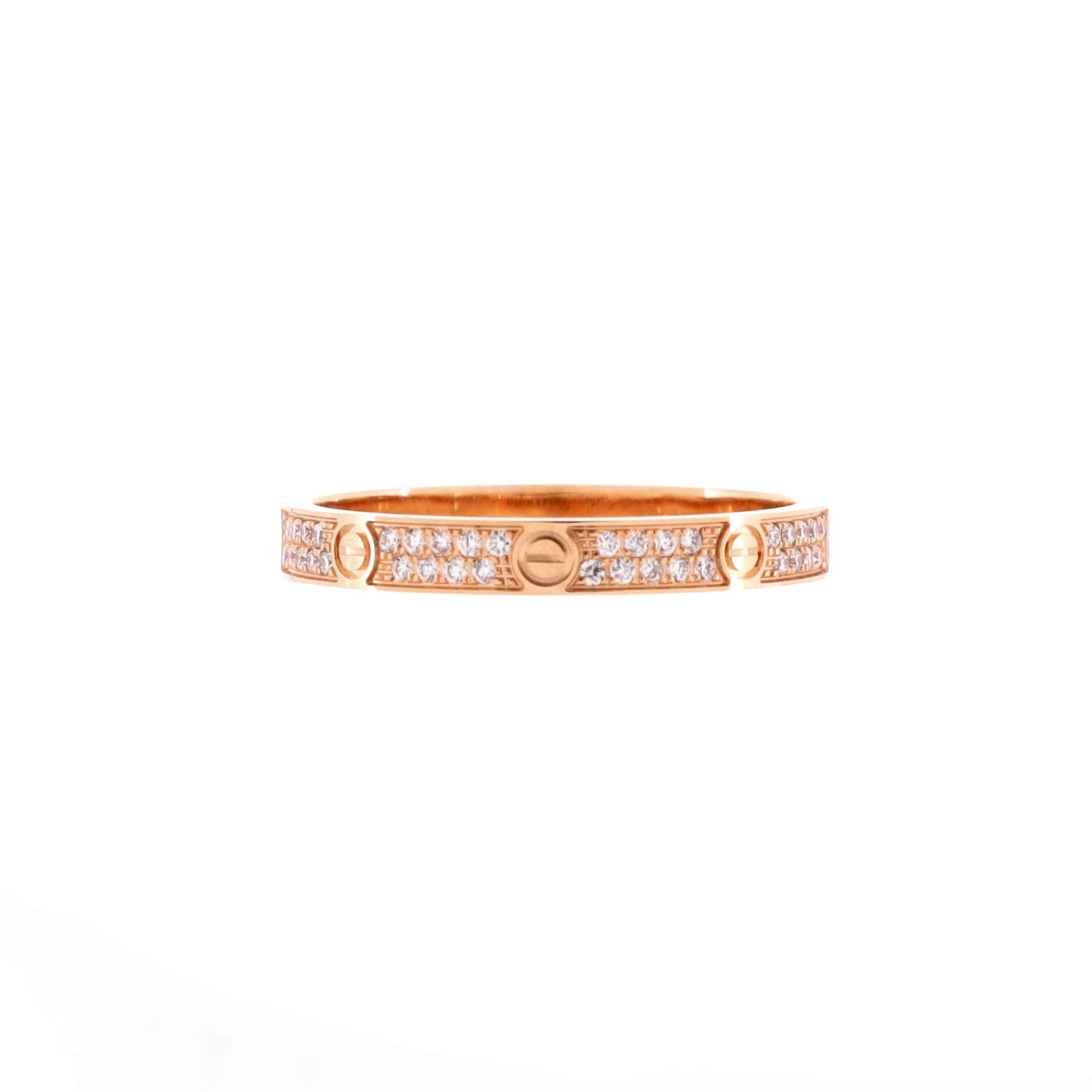 Love Wedding Band Pave Diamonds Ring 18K Rose Gold and Diamonds Small