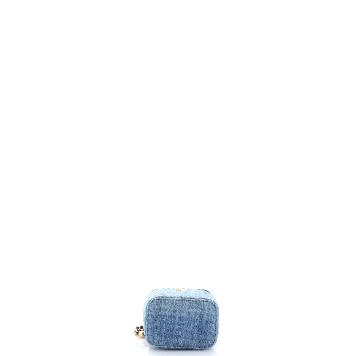 Pearl Crush Vanity Case with Chain Quilted Denim Mini