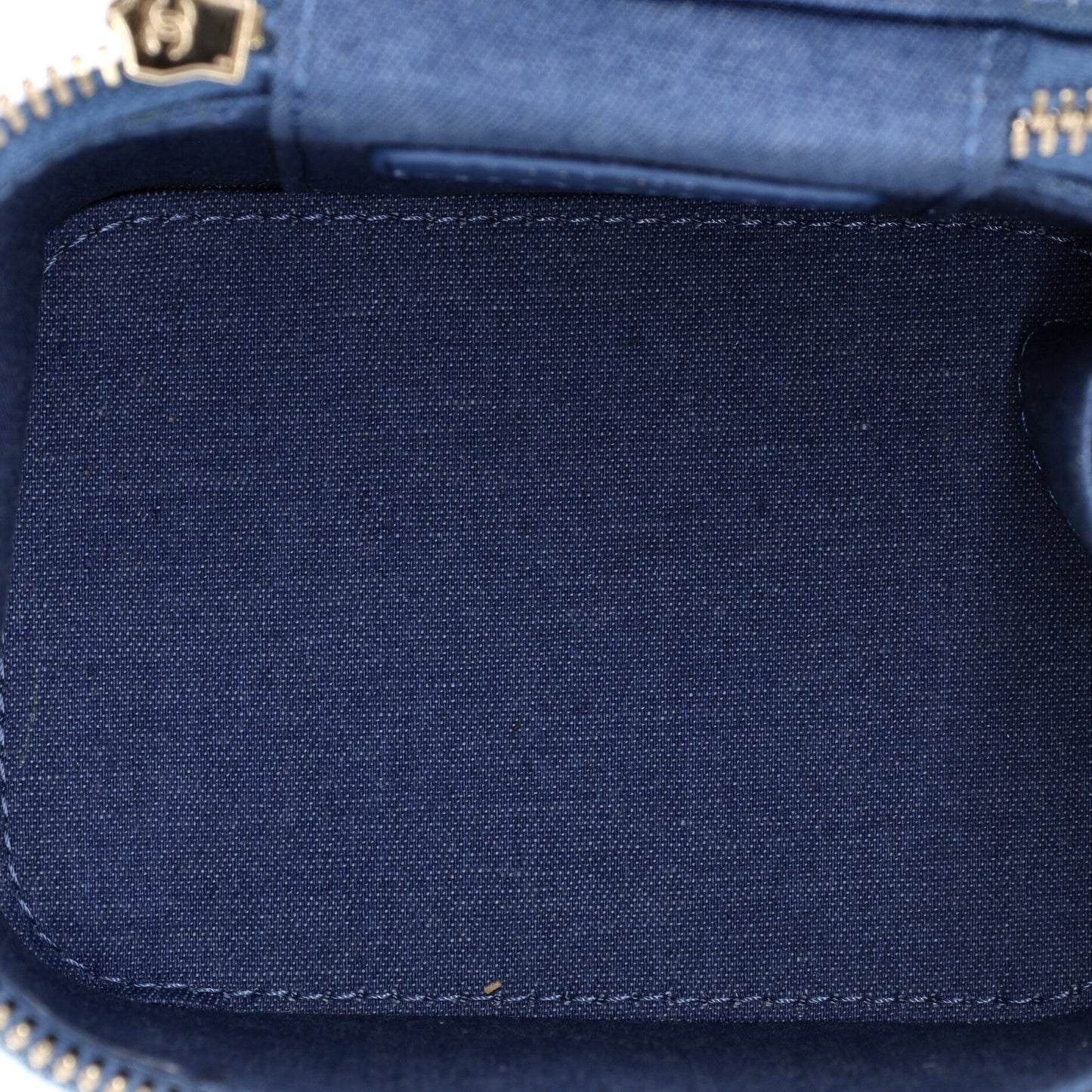 Pearl Crush Vanity Case with Chain Quilted Denim Mini