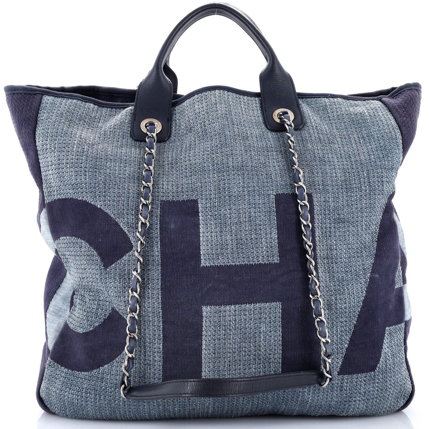 Deauville Logo Shopping Tote Printed Raffia Large