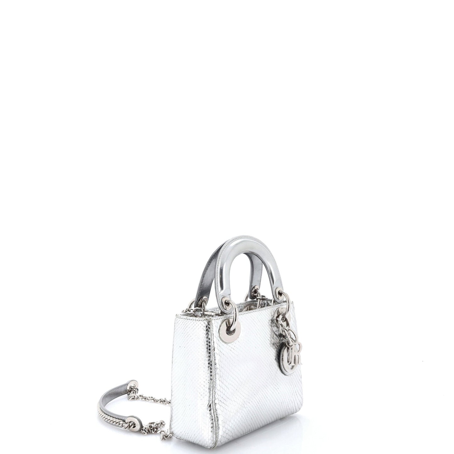 Lady Dior Chain Bag Metallic Snakeskin Mini