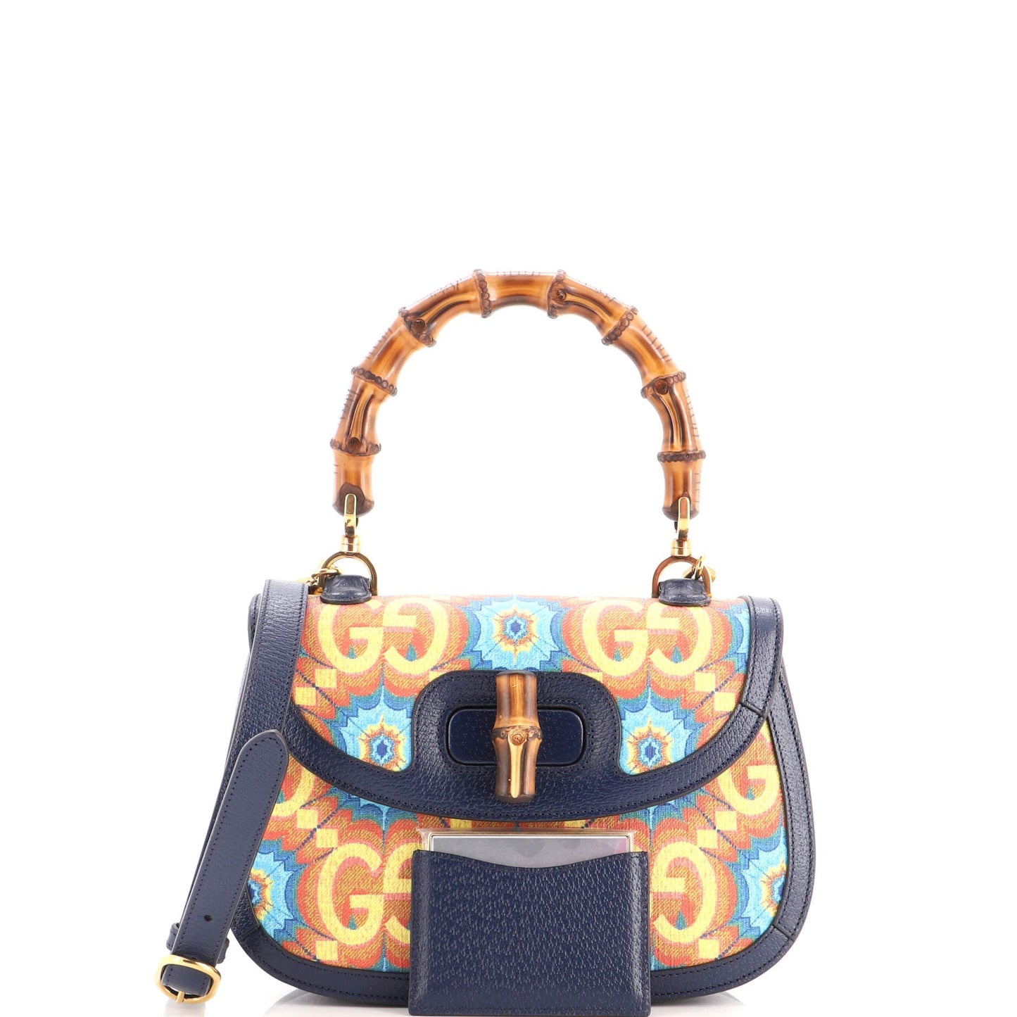 Bamboo 1947 Top Handle Bag Kaleidoscope Print GG Coated Canvas Medium