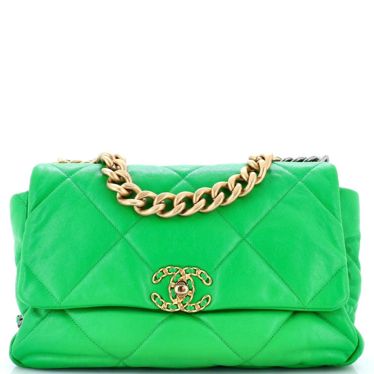 19 Flap Bag Quilted Leather Large