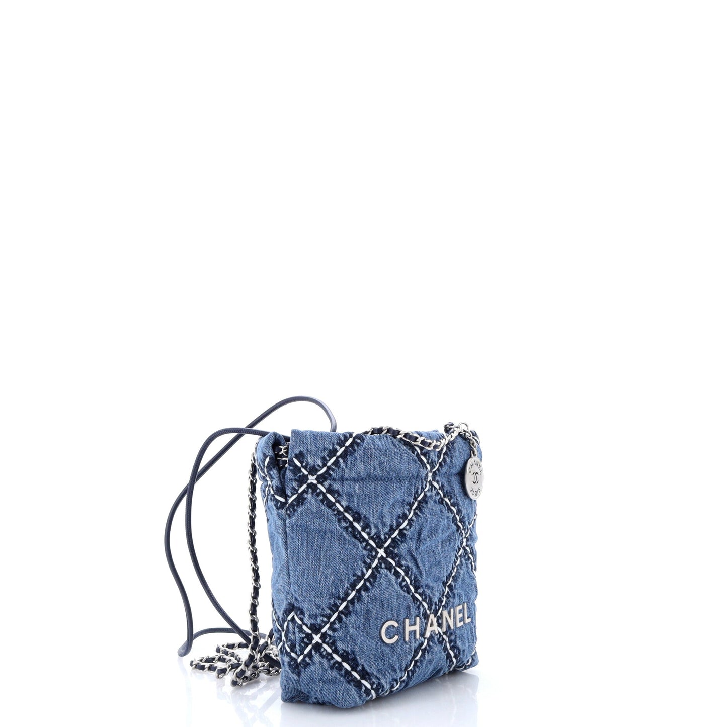 22 Chain Hobo Quilted Stitched Denim Mini