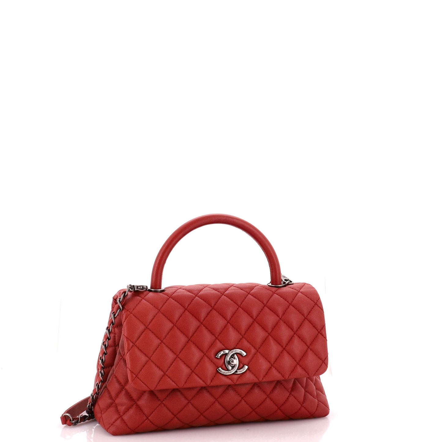Coco Top Handle Bag Quilted Caviar Small