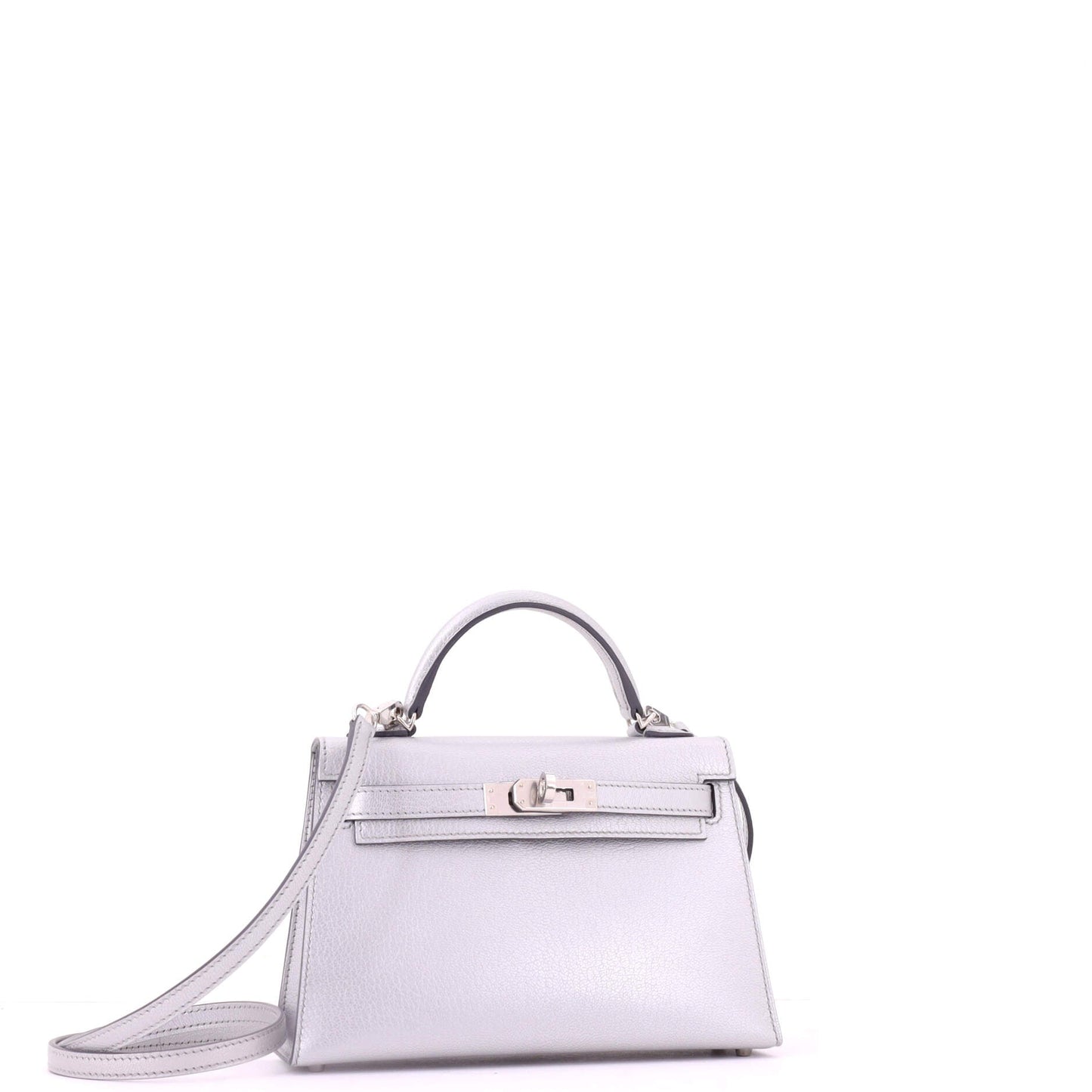 Kelly Mini II Bag Metallic Chevre Chamkilight with Palladium Hardware 20