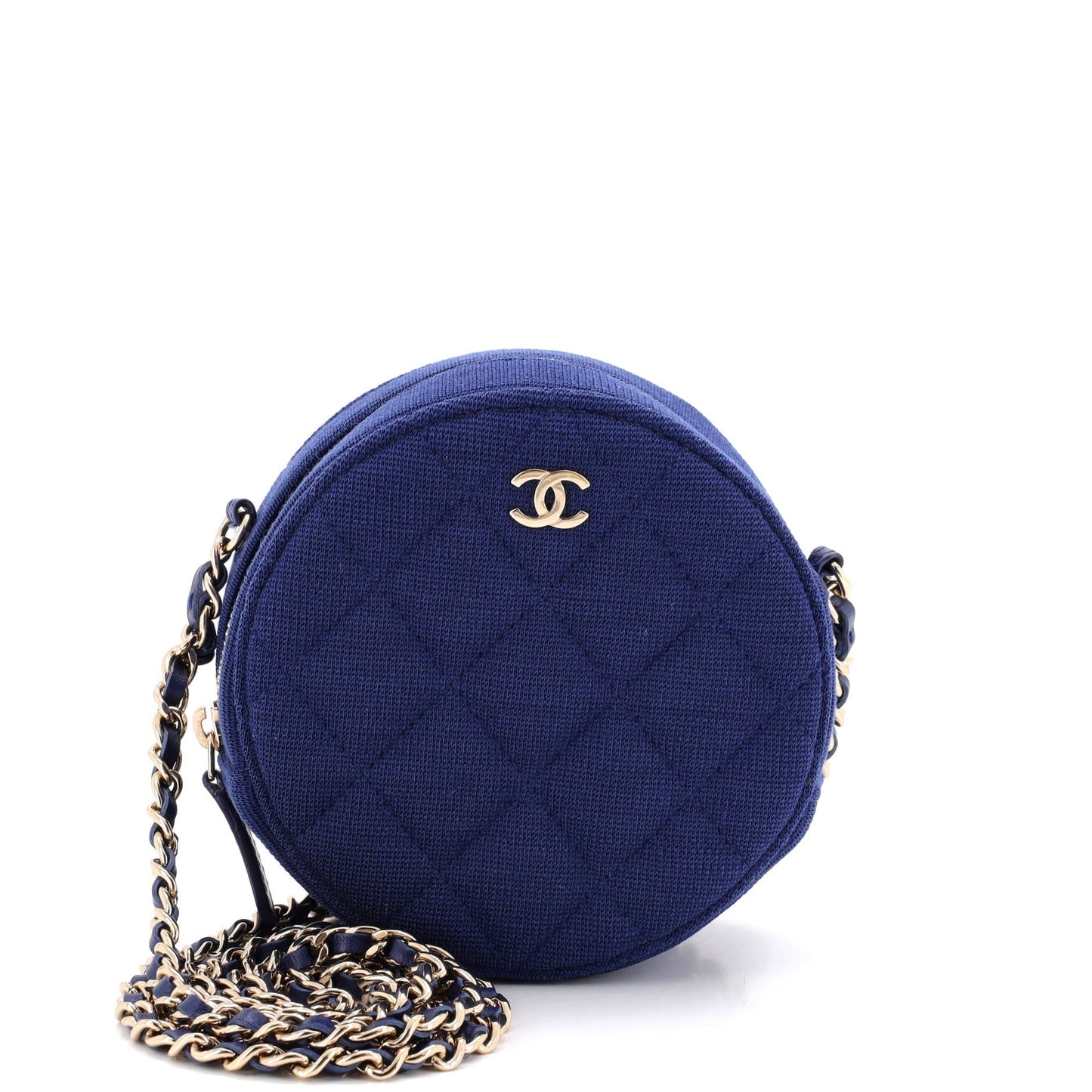 Round Clutch with Chain Quilted Jersey Mini